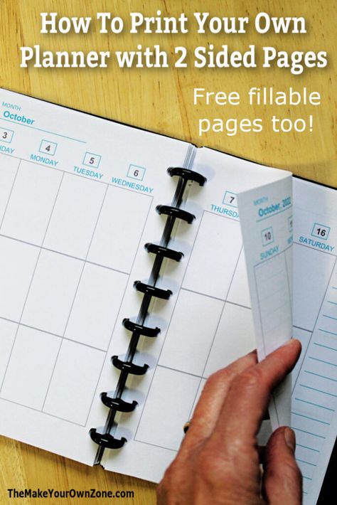 How To do 2 Sided Printing For The Fillable Planner Pages - The Make Your Own Zone How To Print A5 Planner Pages, A6 Planner Printables Free, A5 Planner Printables Free, Diy Budget Planner, Free Printable Planner Pages, Make Your Own Planner, Homemade Planner, Organizational Printables, Happy Planner Printables