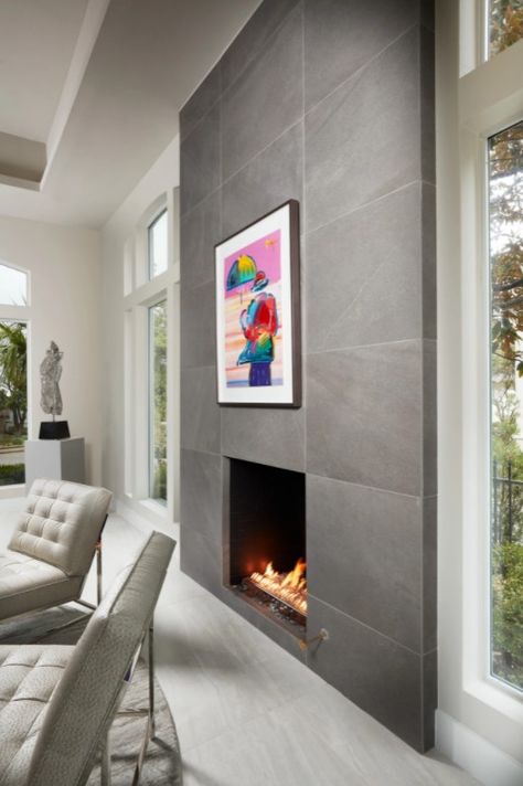 Large-Format Wall Tile | Arizona Tile Large Format Tile Fireplace, Large Tile Fireplace, Large Format Wall Tile, Tiled Fireplace Wall, Tile Around Fireplace, Room Wall Tiles, Arizona Tile, Tile Fireplace, Family Room Walls