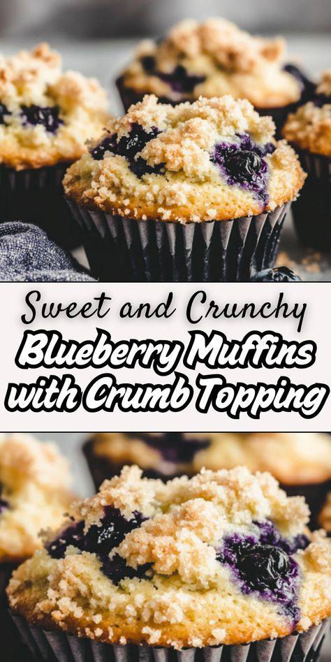 Delicious blueberry muffins with a buttery crumb topping. These bakery-style muffins are moist, fluffy, and bursting with fresh blueberries—perfect for breakfast or a sweet snack. Blueberry Muffins With Crumb Topping, Bakery Style Muffins, Crumb Topping, Blueberry Muffins, Breakfast Muffins, Mini Muffins, Mini Desserts, Sweet Snacks, Blueberries