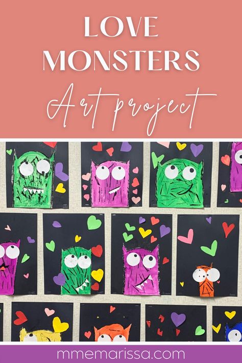 This art project is inspired by a series of books by Rachel Bright. During the month of February, we focus on kindness, love and friendship so this story is a great way to set the stage. Love Monster Art Project, February Crafts For Elementary Kids, Kinder Valentines Crafts, Love Monster Activities, February Art Projects For Kids, Contained Art, February Art Projects, Valentines Toddler, February Art