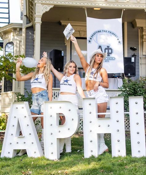 Dallas Cowboys Bid Day Theme, Drafting The Best Bid Day, Alpha Phi Bid Day Themes, Spirit Week Themes, Cowboy Cheerleaders, Recruitment Themes, Cowboys Cheerleaders, Sorority Bid Day, Bid Day Themes