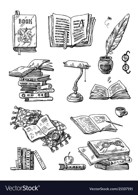 Bookcase Drawing Sketch, Illustration Of Books, Books Sketch Drawing, Bookshelf Sketch Drawing, Witchy Bookshelf Drawing, Closed Book Drawing, Book Shelf Sketch, Open Book Drawing Sketches, Aesthetic Book Drawing