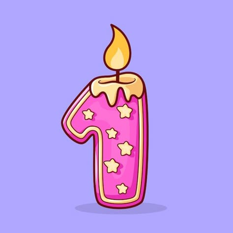 Vector vector cute birthday candle in th... | Premium Vector #Freepik #vector Cartoon Doodle, Cute Birthday, Illustration Cartoon, Birthday Candles, Premium Vector, Number One, Doodles, Candles, Birthday