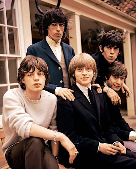 The Rolling Stones, 1964/65--front: Mick Jagger, Brian Jones, Charlie Watts; back: Bill Wyman, Keith Richards Melanie Hamrick, Brian Jones, Like A Rolling Stone, Georgia May Jagger, Charlie Watts, Musica Rock, British Invasion, Mötley Crüe, Keith Richards