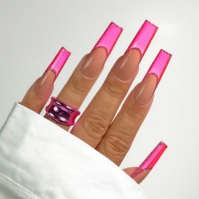 Hot Pink Jelly Nails, Pink Jelly Nails Acrylic, Transparent Acrylic Nails, Jelly Nail Ideas, Jelly Nails Acrylic, Jelly Nails Designs, Iconic Nails, Jelly Tint, Bold Personality