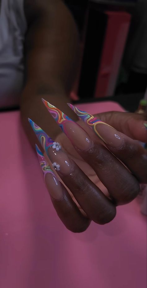 Stilleto Nails Designs, Long Stiletto Nails, Long Acrylic Nail Designs, Drip Nails, Stiletto Nails Designs, Short Square Acrylic Nails, Exotic Nails, Long Acrylic Nails Coffin, Acrylic Nails Coffin Pink