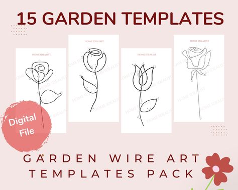 15 Garden Wire Art Templates, Wire bending figure patterns, Instant Digital PDF Download Free Wire Art Template, Wire Flower Template, Wire Patterns Design, Wire Templates Patterns, Wire Art Patterns, Icord Templates, Wire Knitting Templates, Wire Art Template, Wire Art Template Free