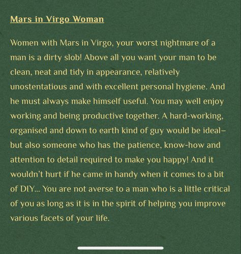 Mars In Virgo Woman, Virgo Mars Aesthetic, Virgo Mars, Venus Virgo, Hoodoo Witch, Moon Taurus, Mars In Virgo, Virgo Woman, Pisces Personality