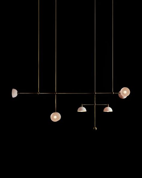 Lighting – Apparatus Apparatus Lighting, Apparatus Studio, Molecular Geometry, Tarnished Silver, Linear Pendant, Brass Lighting, Porcelain Bowl, Glass Etching, Aged Brass