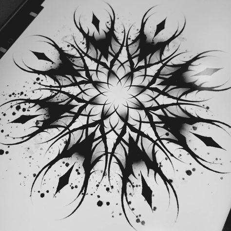 Abstract Mandala Tattoo, Gothic Mandala Design, Goth Mandala Tattoo, Gothic Geometric Tattoo, Creepy Mandala Tattoo, Spooky Mandala Tattoo, Dark Mandala Tattoo Design, Gothic Pattern Tattoo, Gothic Mandala Tattoo