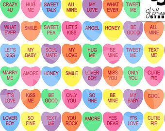 Fun Clipart, Sweetheart Candy, Valentines Bricolage, Graphic Design Programs, Conversation Hearts, Candy Hearts, Valentine Candy, Valentine Cookies, Converse With Heart