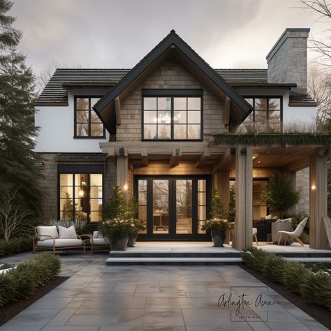 Viral Pinterest Post House Cottage Style, Modern Tudor House Exterior, Modern Cottage Design, Modern Mountain Home Exterior, Leather Cabinet Pulls, Modern English Cottage, Modern Cottage Homes, Modern Cottage Style, Christmas Pic