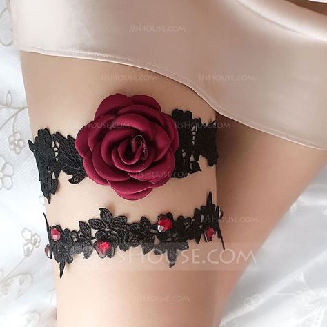 Bridal/Feminine Sexy Lace Garters (041217621) Opera Wedding, Gothic Cake, Dark Romantic Wedding, Gothic Wedding Theme, Vampire Wedding, Black Red Wedding, Dark Wedding Theme, Bridal Garter Lace, Lace Garter Set