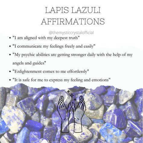 Lapis Lazuli - Mystic Crystal Dream Lapis Lazuli Affirmation, Lapis Lazuli Crystal, Spiritual Transformation, Metaphysical Healing, Deep Truths, Crystal Grids, Powerful Energy, Crystal Meanings, Feelings And Emotions