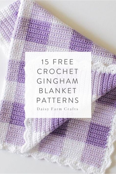 15 Free Crochet Gingham Blanket Patterns Crochet Gingham, Crochet Blanket Girl, Gingham Blanket, Modern Haken, Daisy Farm, Beau Crochet, Pop Stitch, Crochet Pink, Confection Au Crochet