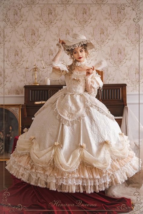 Ball Gown Old Fashioned, Big Fluffy Dresses, Victorian Dress Gowns Aesthetic, 1900 Dresses Victorian Ball Gowns, Elegant Vintage Dresses Victorian Gowns, Puffy Dresses Ball Gowns, Russian Ball Gown, Roccocore Outfits, 1800s Dresses Victorian Gowns