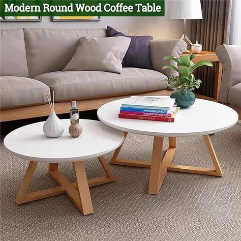 Amazon.com: Solid Wood Coffee Table,Modern Round Coffee Table for Living Room,Wooden Farmhouse Coffee Table Side Table,Small Center Table End Table(Diameter 31.5'', White) : Home & Kitchen Small Centre Table Design, Small Center Table, Wood Coffee Table Modern, Round Coffee Table Wood, White Coffee Tables, Modern Round Coffee Table, Centre Table Design, White Round Coffee Table, Round Center Table