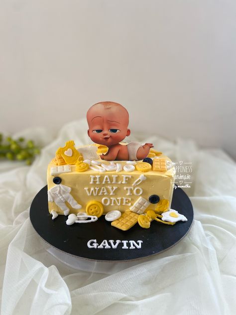 Half Cakes Ideas, Half Birthday Cakes For Boys, 6month Birthday Cake, Cake For 6 Months Baby Boy, 6 Month Cake Ideas, 6 Month Birthday Cake Boy Baby, Half Cake Birthday 6 Months Boy, Half Way To One Cake Boy, Half Birthday Cake Boy