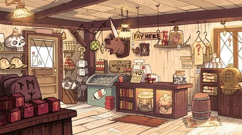 Disney's Gravity Falls Put So Much Detail Into The Mystery Shack Monster Falls, Ed Wallpaper, Mystery Shack, Bg Design, Blond Amsterdam, Gravity Falls Art, Fall Background, Interior Concept, Cartoon Background