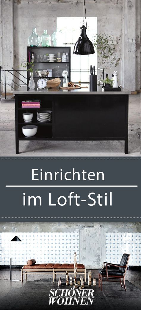 Mit diesen Stücken lassen sich  große Räume füllen...  #loft #einrichten #loftstil Loft Stil, Loft Design, Vintage Industrial, New Room, Industrial Design, Vintage Stil, Holiday Home, Dining Bench, Loft