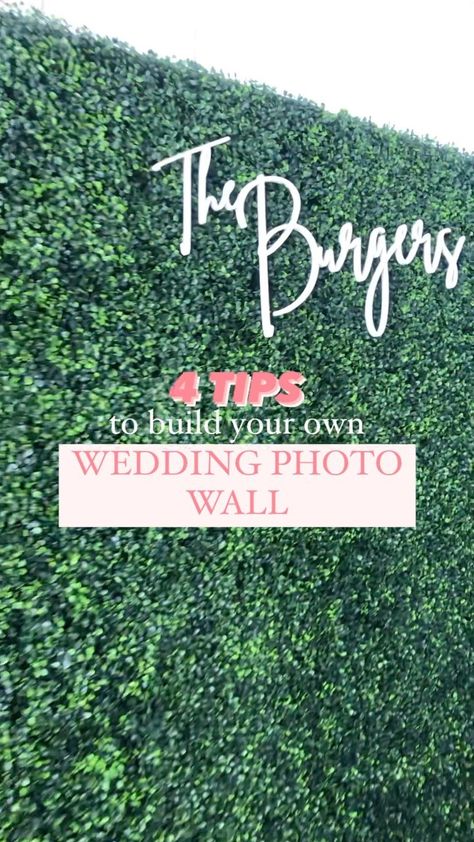 Wedding Greenery Wall, Photo Wall Wedding, Wedding Photo Wall, Wedding Photo Walls, Diy Photo Wall, Wedding G, Focus Wall, Wedding Wall, Name Photo