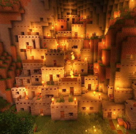 Minecraft Villager Dungeon, Minecraft Cave City Ideas, Caveside House Minecraft, Minecraft Abandoned Mineshaft, Minecraft Underground Village Ideas, Minecraft Medieval Slums, Underground Market Minecraft, Villager Trading Hall Minecraft Underground, Minecraft Cave Town