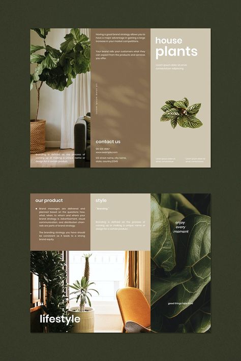 House plant shop brochure template vector | premium image by rawpixel.com / Aew House Brochure Design, Premium Design Layout, Clean Brochure Design, Premium Brochure Design, Broucher Design Layout Brochure Template, Housing Branding, Brochure Design Creative Graphics, Brand Brochure Design, Brochure Design Layout Creative