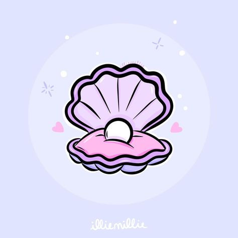 “The world is your oyster, it’s up to you to find the pearls.” ✨ Hi friends! I took an unexpected break from drawing but I’m back and… | Instagram Pearl Doodle, Cute Seashell, Pearls Drawing, Cute Sea Shell Drawing, Pearl Drawing, Oysters Painting, Shells Drawing, Oyster Drawing, Shell With Pearl Drawing