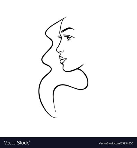 Minimal Face Drawing, Woman Face Profile, Abstract Face Illustration, Line Drawing Woman, Female Line Art, Minimal Contemporary, Face Line Drawing, Face Profile, Aesthetic Medicine