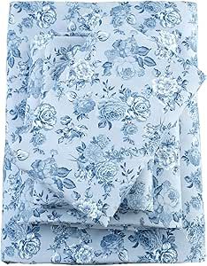 Bedmoon King Floral Sheets, Light Blue Flower Sheets with Corner Straps, Cozy Vintage Bed Sheet Set with Non-Slip Fitted Sheet, Soft Microfiber Floral Sheets Floral Sheets, Flower Sheets, Light Blue Flowers, Bed Sheet Set, Vintage Bed, Bed Sheet Sets, Floral Vintage, Bed Sheet, Blue Flower