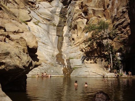 Swimming spot near San Diego | Ramona Falls (aka “Devil’s Punch bowl”) Ramona Falls, Ramona California, Fall Hiking, Senior Year, Punch Bowl, San Diego, Hiking, Swimming, California