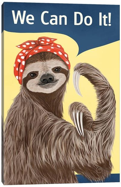 Paula Belle Flores - Canvas Prints & Wall Art | iCanvas Tropical Art Painting, Sloth Art, Art Deco Theme, Animal Wall Decor, Ink Artwork, Tropical Art, We Can Do It, Inspirational Wall Art, Unframed Art