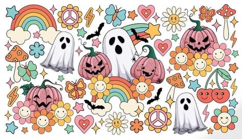 Pastel Horror, Halloween Summer, Sublimacion Ideas, Scrapbooking Freebies, Halloween Wallpaper Cute, Canvas Drawings, Kids Tumbler, Fb Covers, Glass Cups