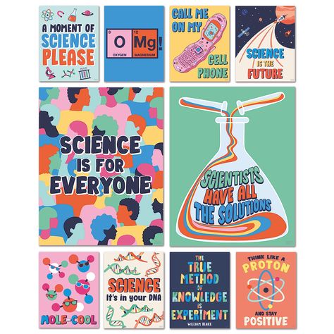 PRICES MAY VARY. NURTURE A LOVE FOR SCIENCE — These science decorations for classroom bring a playful twist to scientific concepts. Whether it's a middle school classroom, home study, or learning center, these science decorations are ideal for various educational settings. Adorn any space with these teacher decorations for classroom and create an immersive learning environment SPARK LEARNING & CURIOSITY — Kindle the flame of curiosity with these science class decorations. These growth mindset po Science Posters For Classroom, Science Class Decorations, Classroom Posters Middle School, Classroom Posters High School, Science Classroom Posters, High School Classroom Decor, Classroom Posters Elementary, Science Classroom Decor, Science Posters