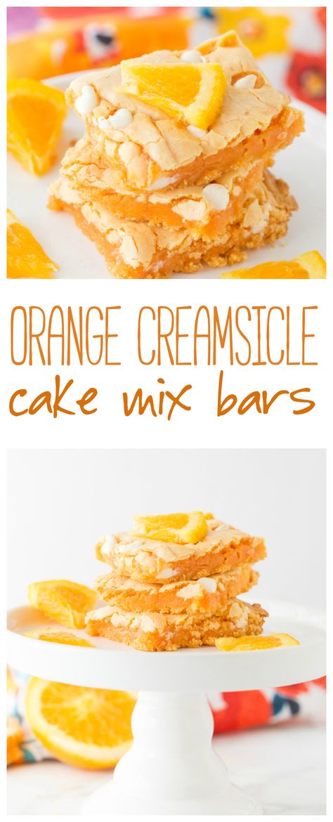 Creamsicle Bars, Apricot Desserts, Orange Creamsicle Cake, Recipes Treats, Cake Mix Bars, Creamsicle Cake, Diy Dessert, Yummy Desserts Easy, Kid Snacks