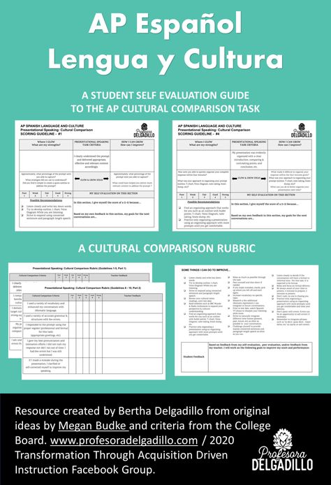 AP Cultural Comparison Tools: Glow and Grow Self-Evaluation Tool for Students & Rubric - Profesora Delgadillo Student Self Evaluation Elementary, Group Evaluation Form Student, Glow And Grow, Ap Spanish Language And Culture, Portfolio Assessment Rubric, Ap Exam, Student Self Evaluation, Ap Spanish Language, Ap Exams