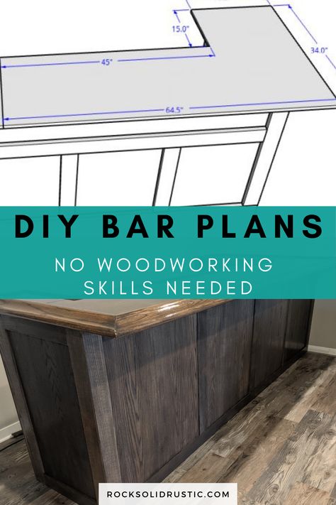 Diy L Shaped Bar Plans, Making A Bar, Bar Blueprints, Diy Bar In Basement, How To Build A Home Bar, Basement Bar Ideas On A Budget Diy, Diy Rustic Bar Ideas, Diy Bars, Home Bar Diy