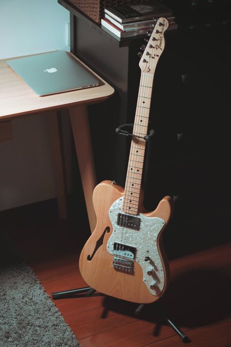 Fender Thinline Telecaster, Thinline Telecaster, Telecaster Aesthetic, Fender Thinline, Gibson Explorer, Telecaster Thinline, Music Tutorials, Telecaster Guitar, Fender Electric Guitar