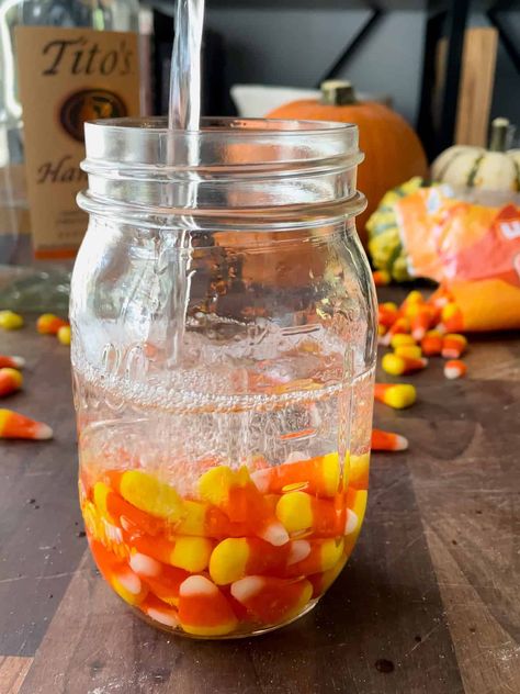 Candy Corn Infused Vodka Whipped Cream Vodka, Ball Canning Jars, Leftover Candy, Liquor Recipes, Homemade Cocktails, Food Making, Vodka Recipes, Halloween Candy Corn, Vanilla Vodka