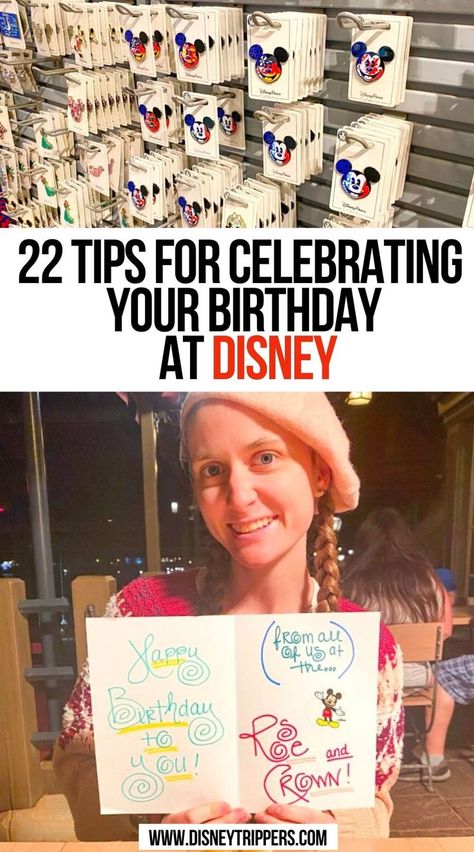 Tips for Celebrating Your Birthday at Disney Celebrating Birthday At Disney World, Birthday At Magic Kingdom, Sweet 16 At Disney World, Disney 60th Birthday, Disney Hotel Birthday Decorations, Disneyland 30th Birthday, Disney Birthday Surprise Ideas, Birthday Ears Disney, Disney World Birthday Trip