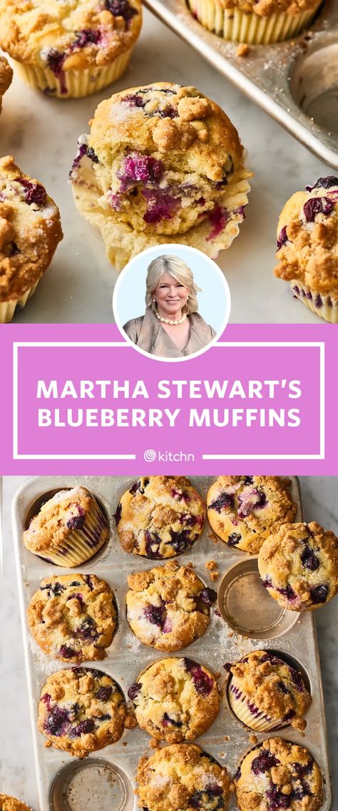 I Tried Martha Stewart's Blueberry Muffin Recipe | Kitchn Martha Stewart Lemon Blueberry Muffins, Martha Stewart Cookie Recipes, Martha Stewart Blueberry Muffins, Manly Meals, Martha Stewart Cookies, October Recipes, Blueberry Lemon Scones, Blueberry Muffin Recipe, Fruit Muffins