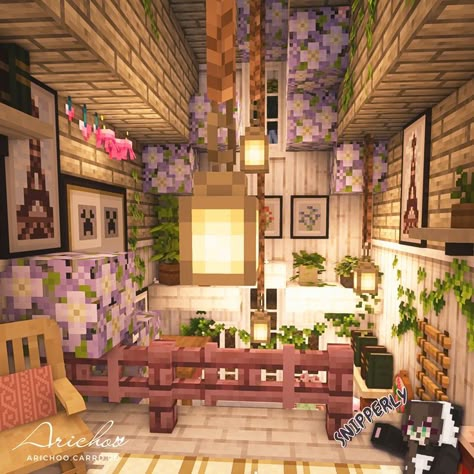 Minecraft Cottage House, Cottage Core Interior, Loft Houses, Bedroom Minecraft, Interior Minecraft, Cottage Minecraft, Cottage House Interior, Minecraft Interior, Minecraft Interior Design