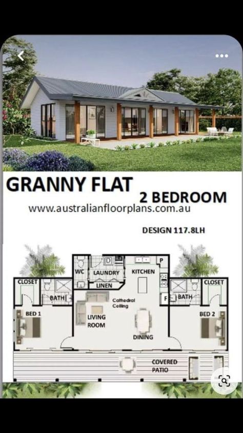 Granny Flat Plans, Smaller Houses, Granny Cottage, Floor Planning, Sims Challenge, Alternative Housing, Small Cottage House Plans, Cottage Floor Plans, Barn Style House Plans