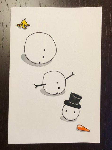 Christmas Card Ideas Easy Drawing, Cute Christmas Cards To Make, Cute Diy Christmas Cards For Boyfriend, Snowman Card Ideas, Funny Handmade Christmas Cards, Christmas Cards Ideas Drawing, Easy Diy Christmas Cards Simple, Creative Christmas Cards Handmade, Christmas Cards Handmade Drawing