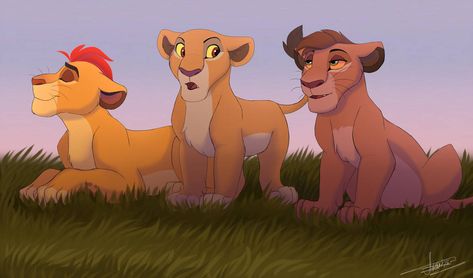 Kion, Kiara and Kopa by https://www.deviantart.com/scorpion-89 on @DeviantArt Kiara And Kovu, Lion King Drawings, Lion King Pictures, Lion King Fan Art, Timon And Pumbaa, Il Re Leone, Lion King Art, Lion Guard, Disney Lion King