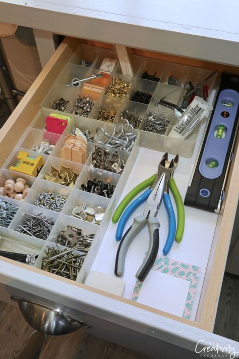 Gift Wrapping Station, Craft Room Design, Small Closets, Bead Organization, Bead Storage, Office Crafts, Drawer Hardware, Craft Room Storage, Organizing Tips