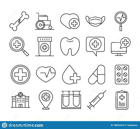 Healthcare Medical And Hospital Pictogram Line Style Icons Set Stock Vector - Illustration of science, clinic: 188924416 Hospital Icon, Pictogram Design, Health Icon, Design Apps, Aesthetic Desktop Wallpaper, Medical Illustration, Icon Set Vector, Icon Set, Graphic Designer