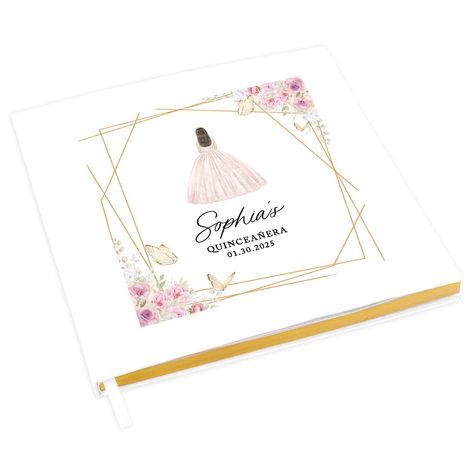 PRICES MAY VARY. 8.5" X 8.5" GUESTBOOK: This personalized Quinceañera guest book is more than just an elegant touch. Guests can sign this guestbook with touching words that can be cherished for a lifetime. With 60 blank sheets totaling 120 pages, guests can do more than just sign their names. Each page is trimmed in gold which will pair well with a classic modern, and elegant theme. It also includes 10 sheets of 24 white photo corners per sheet for polaroids, well wishes, advice, and messages fo Quinceanera Reception, Guest Book Scrapbook, Gif Card, 15th Birthday Decorations, Quinceanera Guest Book, Coin Photo, Book Scrapbook, Custom Photo Albums, Signature Book