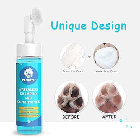 Amazon.com: PUPMATE Paw Cleaner, No-Rinse Waterless Shampoo Dogs Cats Feet Cleaning Silicone Pet Grooming Brush, Rose Scent, 6.8 oz, Unique Design Pet Shampoo Dog Skin Care, Grooming Business, Paw Cleaner, Pet Things, Rose Scent, Dogs Stuff, Boy Cat, Dog Cleaning, Dog Essentials