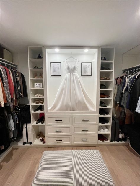 The perfect way to showcase the most special day!
#wedding #dress #weddingdress #display #closet Wedding Dress Preservation Ideas, Walking Closets, Spare Room Walk In Closet, Display Closet, Walking Wardrobe, Wedding Dress Display, Wedding Dress Storage, Storage Wars, Master Closet Design